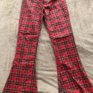 Men's Run & Fly RED TARTAN bell bottom pants (Made in England)
